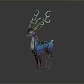 Vibrant Blue Purple Gradient Deer With Glowing Antlers And Striped Body On Grey Background