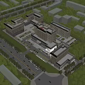 Modern Hospital Complex Featuring Multiple Buildings Surrounded by Greenery Road And Parking Area