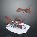 Two Fantasy Dragons With Red Wings On White 3D Model Base 3d model