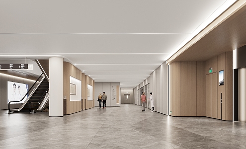 modern elevator hall hospital aisle 3d model