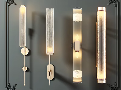 Modern Design Wall Lamps With Glass And Metal Illuminated For Indoor Decoration 3d model