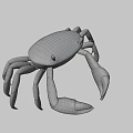 Game Movie Character 3D Model Brown Crab With Large Claws And Textured Shell