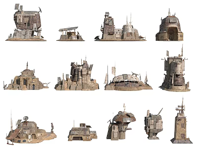 Futuristic Sci Fi Mechanical Structures With Diverse Metallic Designs And Detailed Features 3d model