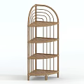 Wooden Shelving Unit With Arched Top And Four Tier Slatted Design