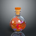 Decorative Glass Bottle With Cork Stopper And Colorful Interior Design Elements