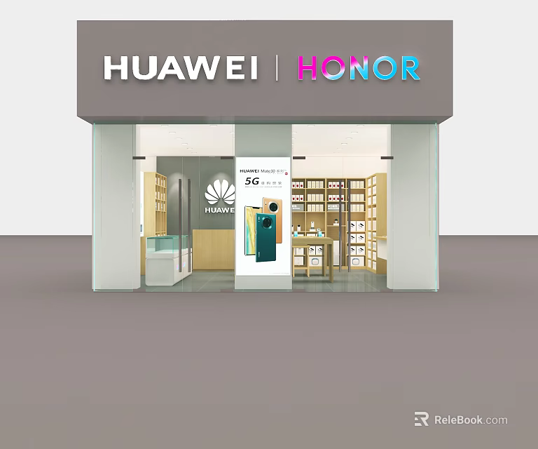 Huawei Honor Store Interior With Display Shelves And Electronic Products 3d model 