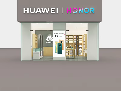 Huawei Honor Store Interior With Display Shelves And Electronic Products 3d model