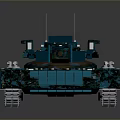 3D Teal Camouflage Tank Model With Turret Cannon And Equipment