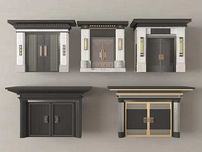 New Chinese Courtyard Door Villa Door Entrance Door 3d model
