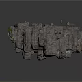 Cave Interior With Rocky Walls Waterfall Spider Webs And Green Moss