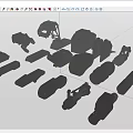 Hard surface mechanical parts combination of mechanical parts 3d model