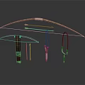 Traditional Weapon Bow With Wooden Arrows Quiver And Hunting Accessories