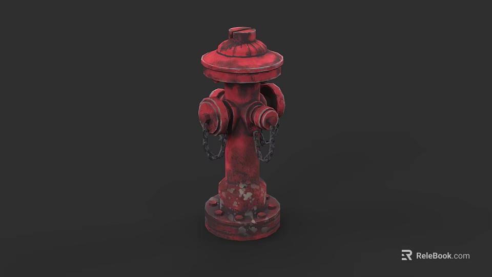 Red Vintage Fire Hydrant With Chains Essential Fire Equipment for Urban Safety 3d model 