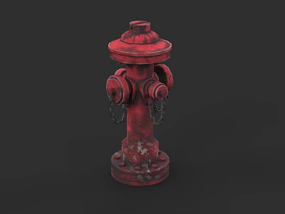Red Vintage Fire Hydrant With Chains Essential Fire Equipment for Urban Safety 3d model
