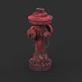 Red Vintage Fire Hydrant With Chains Essential Fire Equipment for Urban Safety