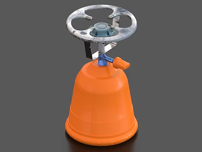 Orange Portable Cooking Stove With Metal Stand And Blue Knob For Kitchen Use 3d model