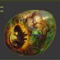 Fantasy Dragon Egg With Baby Dragon Inside Luminous Glow And Colorful Veined Surface