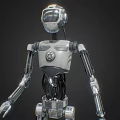 Game and Movie Character Silver Metallic Robot With Mechanical Structure And Joint Details