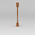 Wooden Column Component With Natural Wood Grain And Structural Design Details