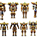 Smart Machines Multiple Golden Robots With Different Mechanical Designs And Shapes 3d model