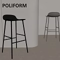 Poliform Modern Bar Stools In Black And Grey For Contemporary Interior Design 3d model