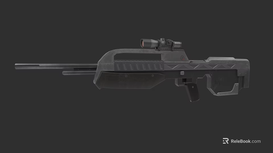 Futuristic Sniper Rifle With Tactical Scope And Metallic Body Design 3d model 