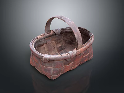 Handwoven Oval Basket With Curved Handle For Household Storage Needs 3d model