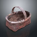 Handwoven Oval Basket With Curved Handle For Household Storage Needs