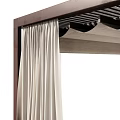 Elegant Modern Pergola Design Featuring Wooden Frame And Hanging Curtains For Outdoor Spaces