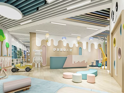 Bright Kindergarten Interior With Colorful Play Area Safe Toys And Child Friendly Design 3d model