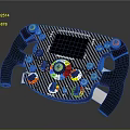 Functional Carbon Fiber Steering Wheel With Colorful Buttons Knobs And Display Screen 3d model