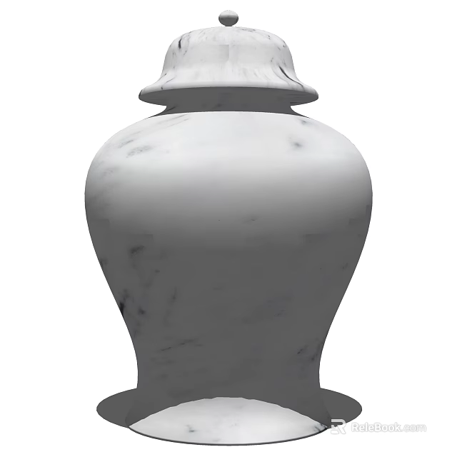 Elegant White Marble Vase With Classic Design And Smooth Surface For Home Decor 3d model 