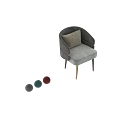 Gray Velvet Leisure Chair With Beige Cushion Striped Armrests And Wooden Legs Gold Accents