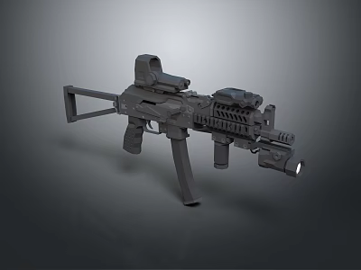 Modern Tactical Assault Rifle with Scope Flashlight and Handguard Design 3d model