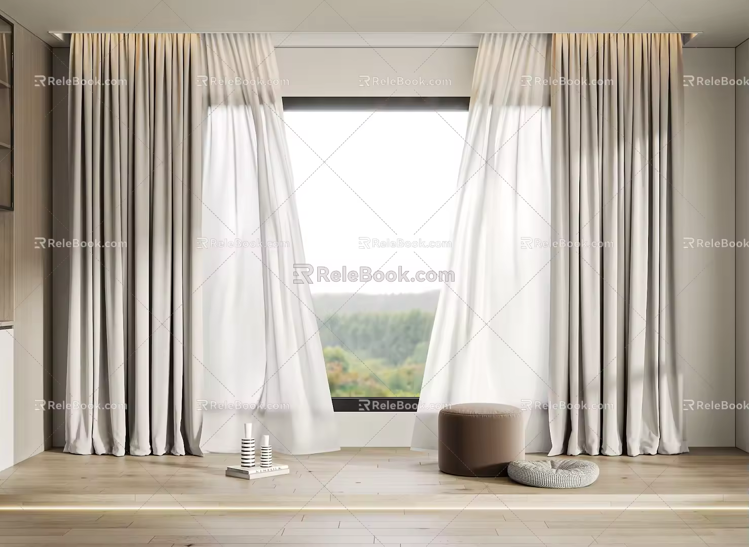 Modern Curtain Window Screen 3d model
