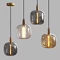 Modern Glass Pendant Lights With Brass Accents And Illuminated Square Shades