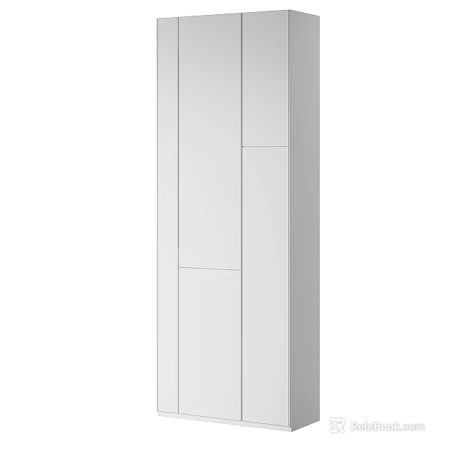 Contemporary Modern White Wardrobe With Sleek Panel Doors And Vertical Structure Design 3d model