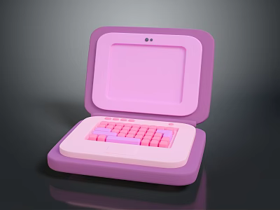Pink Kids Portable Laptop With Colorful Keyboard And Screen 3d model