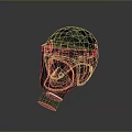Green Protective Helmet With Transparent Visor Red Stains And Silver Filter