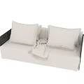 Modern Light Colored Sofa Set With Dark Armrests Decorative Pillows And Throw Blanket 3d model