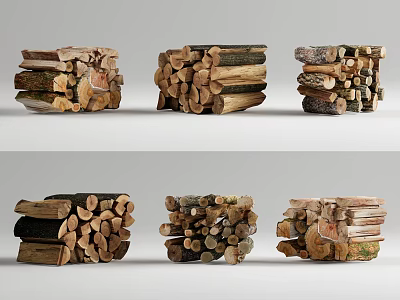 Natural Stacked Firewood Logs With Various Sizes And Rustic Textures 3d model