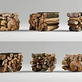 Natural Stacked Firewood Logs With Various Sizes And Rustic Textures