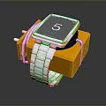 Modern Smartwatch With Square Dial Silver Strap In Orange Box White Straps Displaying Number 5