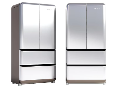 Modern Fridge Freezers With Stainless Steel Double Door Home Kitchen Design 3d model