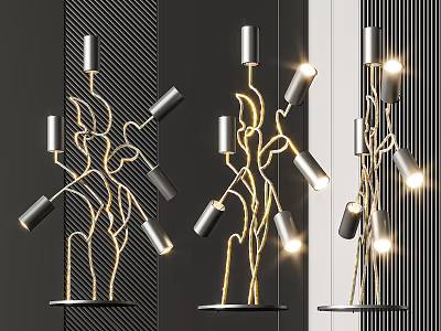 Artistic Modern Branch Shaped Floor Lamp With Metal Arms And Warm Lights 3d model