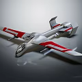 Silver and Red Fighter Jet Model with Aerodynamic Fuselage and Sleek Wings