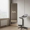 Modern Sleek Bar Stool In Minimalist Interior With Window Blinds And Mirror