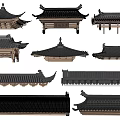 Traditional Chinese Architectural Roof Components With Various Eave Designs And Wooden Structures
