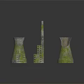 Architectural Models Featuring Tall Moss Covered Structures And Small Multi Story Buildings