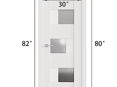 White Modern Entry Door with Glass Panels 30 Inch Width 82 Inch Height 3d model